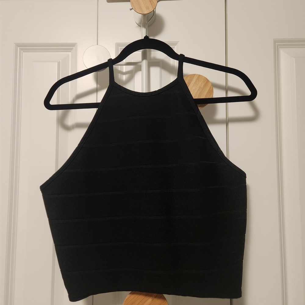 ASOS Black Ribbed Crop Top - Picture 2 of 3
